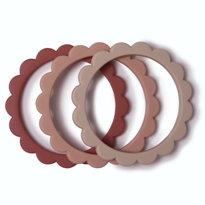 SILICONE BRACELETS (3 PACK) FLOWER ROSE-BLSH-SHFTN SAND 7.5x7.5x0.5 CM