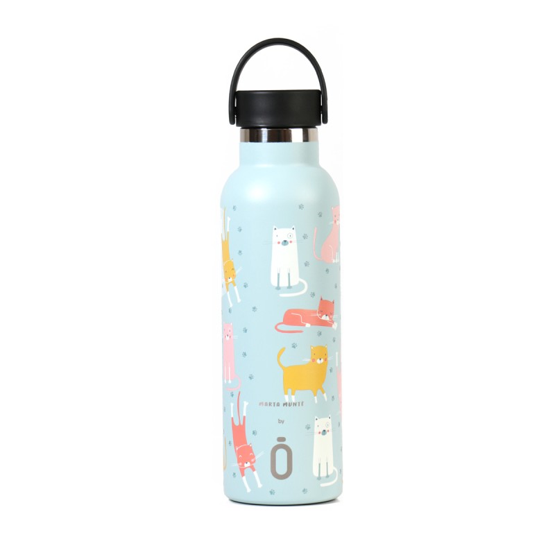 BOTTIGLIA TERMI.SPORT+T.STAND. 600 ml-7x7x25 MARTA MUNTÉ CATS AZZURRO